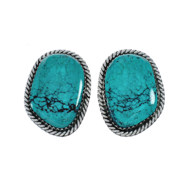 Native American Navajo Turquoise Sterling Silver Post Earrings TX10027
